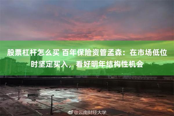 股票杠杆怎么买 百年保险资管孟森：在市场低位时坚定买入，看好明年结构性机会