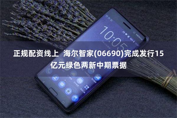 正规配资线上  海尔智家(06690)完成发行15亿元绿色两新中期票据