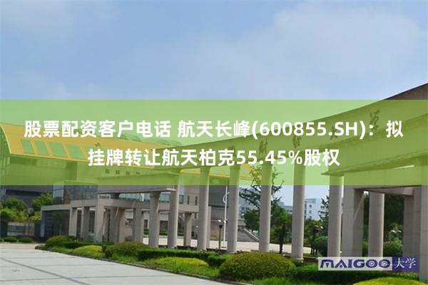 股票配资客户电话 航天长峰(600855.SH)：拟挂牌转让航天柏克55.45%股权